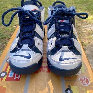 Nike Uptempo. Toddler size 11c. In navy blue and white.